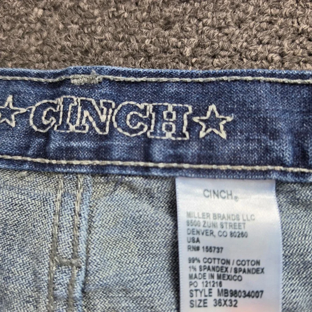 Cinch Jeans Mens 36x32 Blue Straight Leg Denim Western Workwear MB98034007